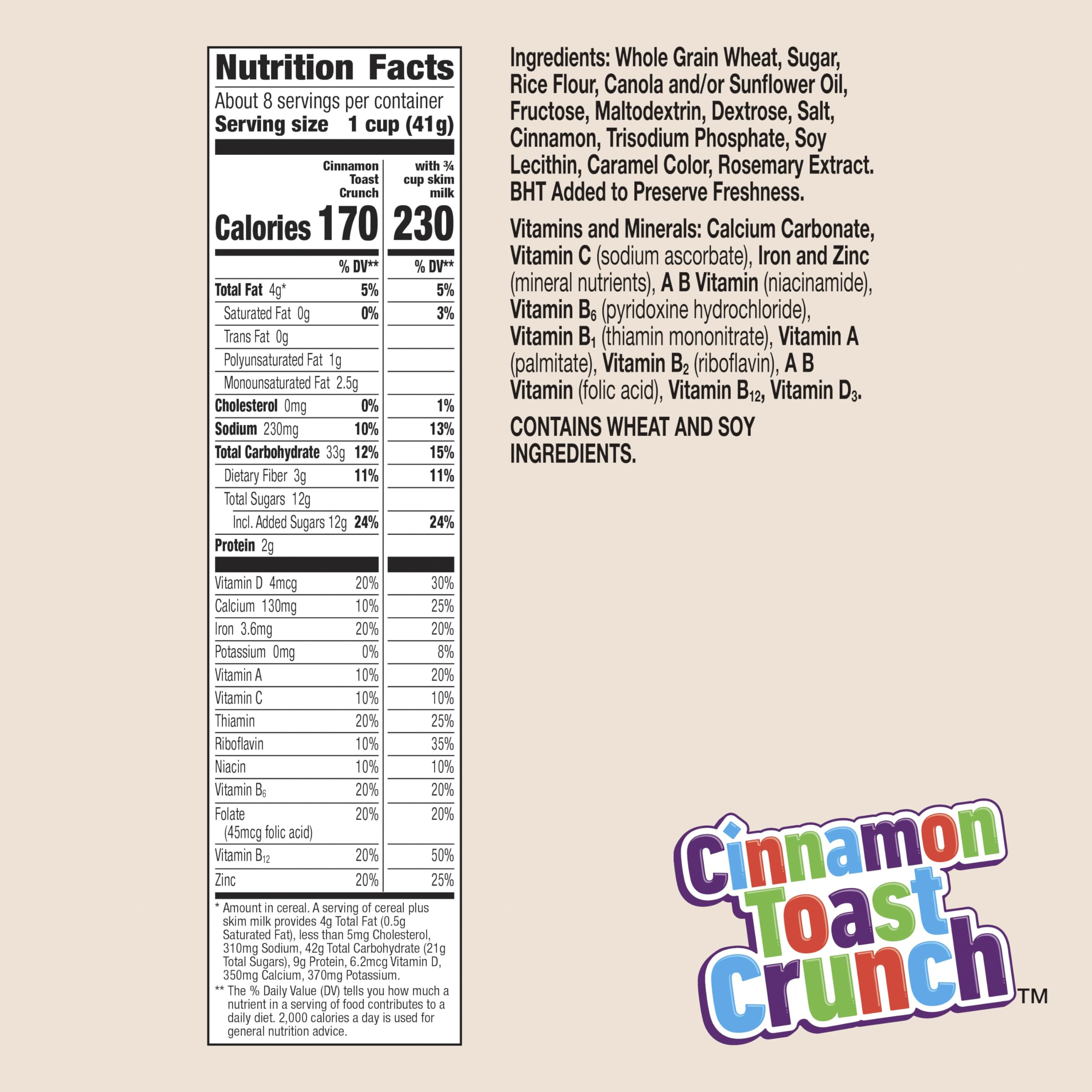 Cinnamon Toast Crunch Breakfast Cereal, Crispy Cinnamon Cereal, 12 oz