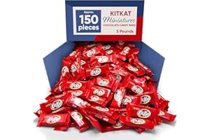 CHAIN & JO SWEETS KitKat Bar Miniatures 5 Pounds Approx 150 PiecesBulk Candy Individually Wrapped - Chocolate Candy Crisp Wafers in Milk Chocolate, Ideal for Pinata Candy, Office Snacks, Parties, and Holidays - KitKat Milk Chocolate Candy Snacks For Adults & Kids