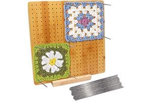 ISWABARD 11 Inch Crochet Blocking Board Knitting Blocking Mat for Knitting Crochet and Granny Squares, Full Kit with 15 Stainless Steel Rod Pins, Granny Square Blocking Board Crochet Blocking Board with Pegs