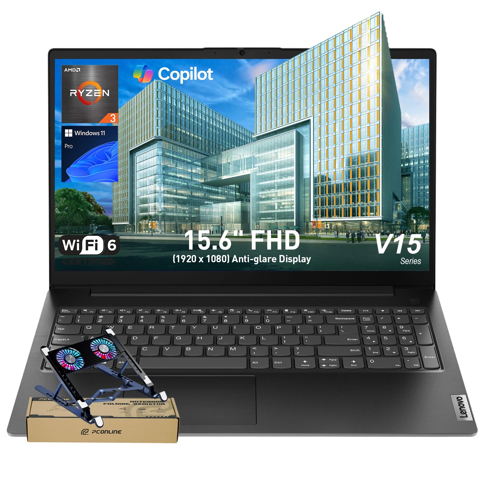 Lenovo V15 Gen 4 Business Laptop 15.6” FHD Anti-Glare, 16GB LPDDR5 RAM, 512GB Storage, AMD Ryzen 3 7320U 4-core CPU, W11 Pro,