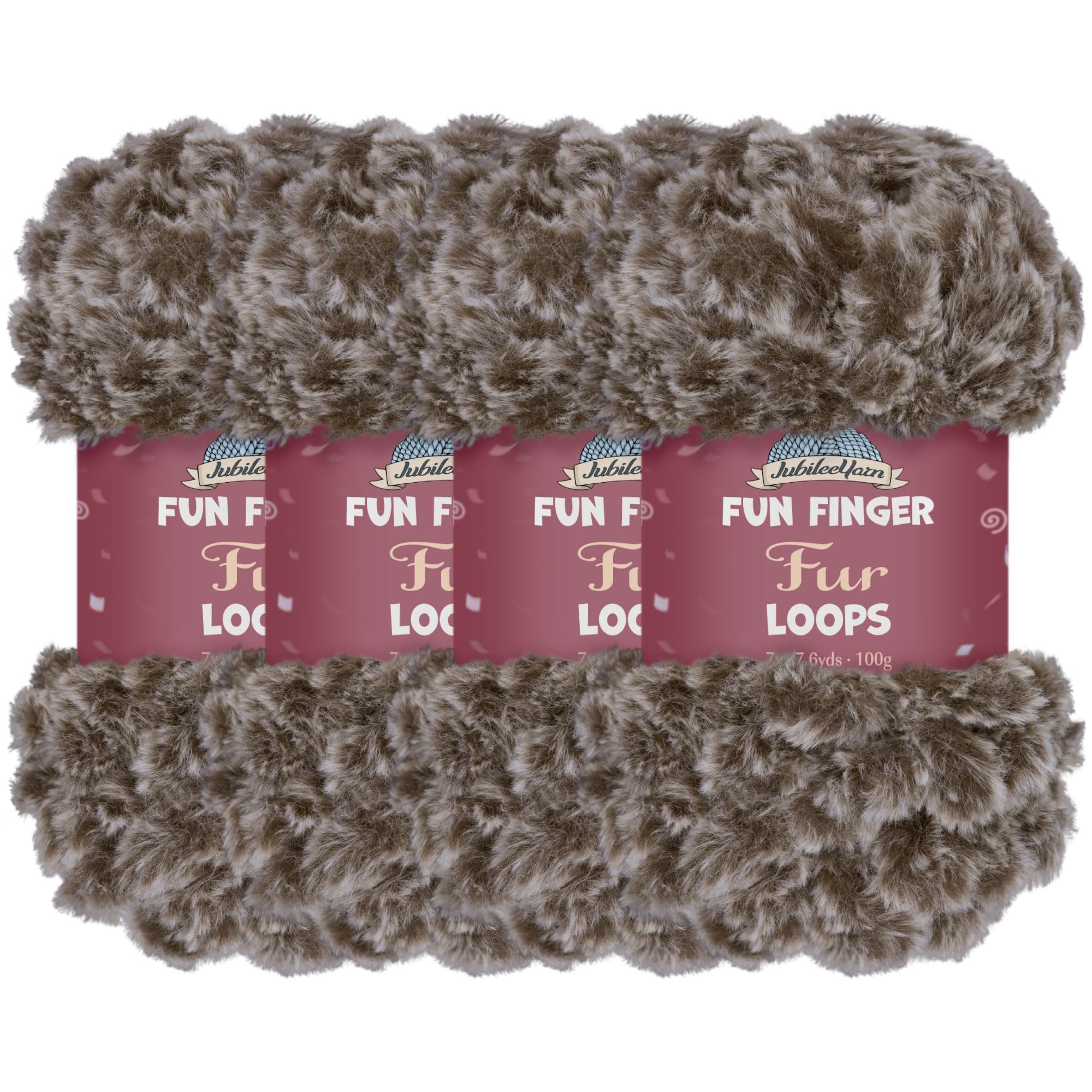 JubileeYarn Fun Finger Fur Loops Yarn - Polyester Jumbo Weight Loop Yarn - 200g/Skein - Wren - 4 Skeins