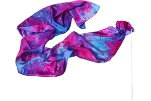 Winged Sirenny 1 Piece 98" Hand Painted Flowy Silk Ribbon Streamer with Rods, Church Liturgical Praise, Worship Adoration Dance Ribbon Banner