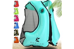 Khroom Inflatable Snorkel Vest for Adults and Teenagers | 60"-75" Height | 90-220 lbs | V2 2025 Model | Buoyancy Jacket for Snorkeling and SUP - Snorkel Vest, Buoyancy Aid