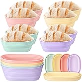Honeydak 8 Pcs Silicone Bread Proofing Baskets Oval Banneton Basket 10 Inch Collapsible Sourdough Bread Baking Supplies Non-stick Dough Proofing Bowls Containers Oven Safe for Breads Making