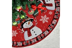 ZQGOFPT Christmas Tree Skirt, 122 cm with Snowflake Pattern, Holiday Tree Base Decoration (Snowman)