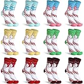 Skicuff 12 Pairs Ice Cream Baseball Socks for Men Novelty Crew Socks Ice Cream Drip Gifts for Baseball Lovers Sport Teams