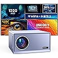4K Projector with Wifi 6 & Bluetooth 5.3, REPABOW 1200 ANSI Native 1080P Outdoor Movie Projector with Sealed Engine/ Keystone/4P/4D/PPT/25% Zoom, Smart Home Theater Projector for Phone/PC/TV Stick