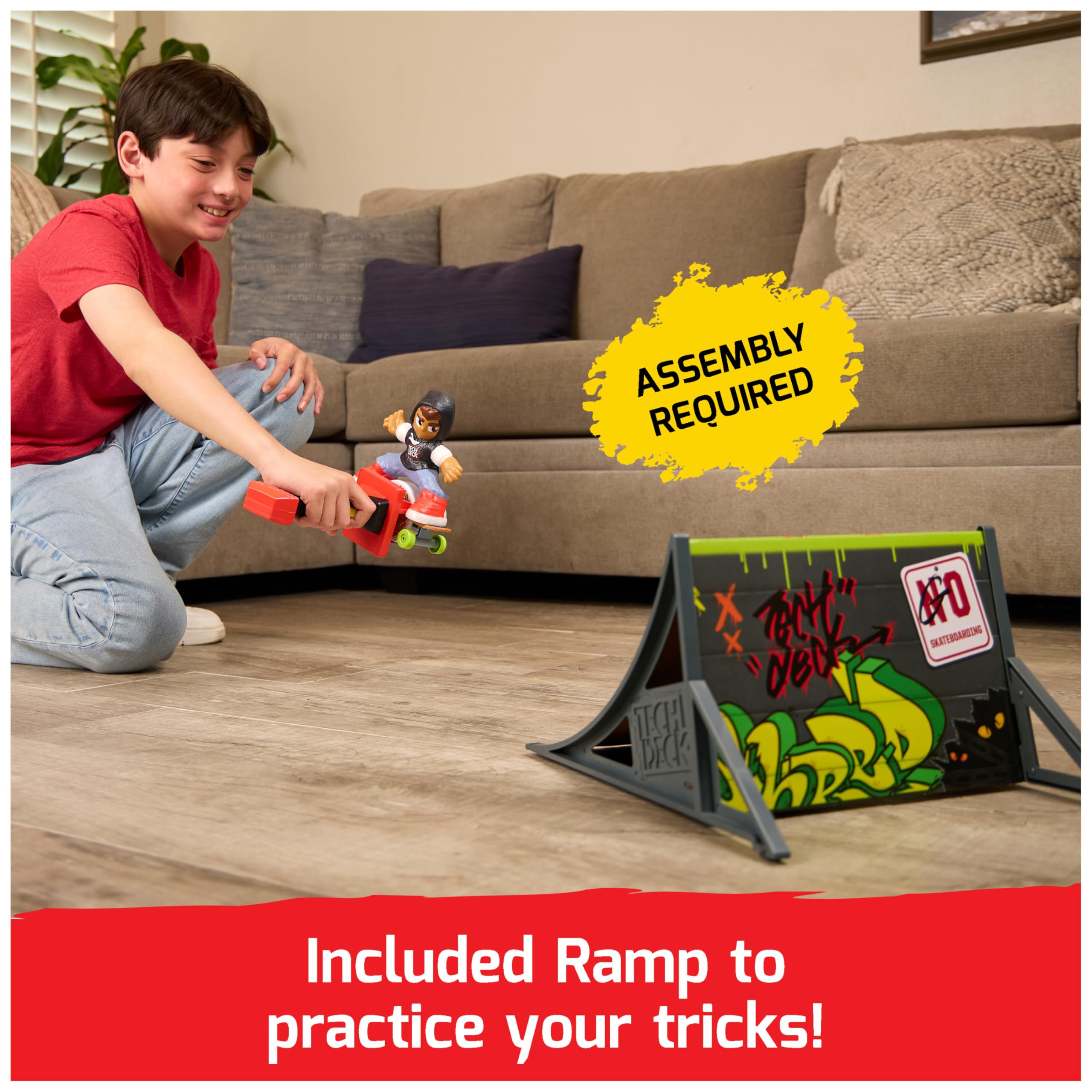 TECH DECK Shred N' Blast Sk8board, Motorized Finger Skateboard Toy with Rider & Ramp for Fast Tricks & High Jumps, Kids Toys for Boys and Girls Ages 6 & Up