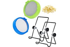 Lulonpon Sprouting Lids Growing Kit, Sprouting Lids for Wide Mouth Mason Jar, Screen Sprout Lids with Stand, Sprouting jar kit for Sprouting, Sprouting Seeds, Sprouting Kit