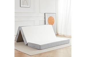 Lazyzizi Folding Mattress, 6 Inch Memory Foam Tri-fold Mattress with Breathable & Washable Bamboo Fiber Fabric Cover, Foldabl