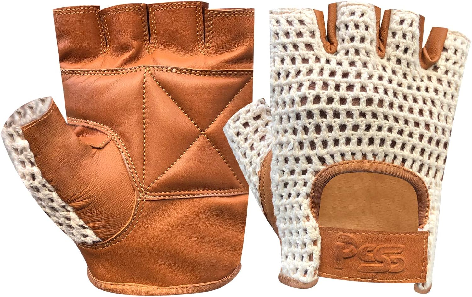 NET LEATHER FINGERLESS GLOVE GYM TRAINING BUS DRIVING CYCLING GLOVES