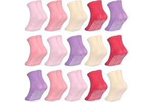 SkiBeaut 15 Pairs Toddler Socks, Kids Gripper Non Slip Toddlers Boy Girls Anti Skid Socks for 1-10 Years