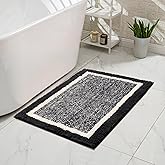 CozeCube Bath mats for Bathroom Non Slip, Fluffy Absorbent Microfiber Bath mat Washable, Aesthetic Bathroom Rugs, Small Jet Black Bath mat, Jet Black, 24" x 16"