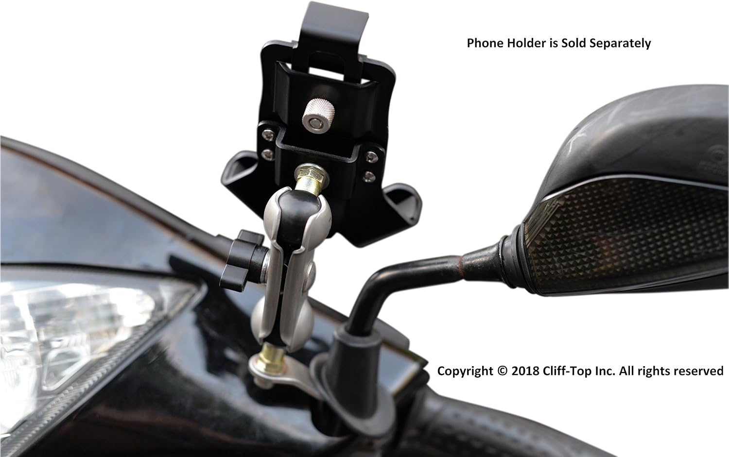 Cliff Top Double Socket Arm + 10mm Rear View Mirror Mounting Base (Silver), Arm with 10mm Mounting Base (Silver) - Image 5