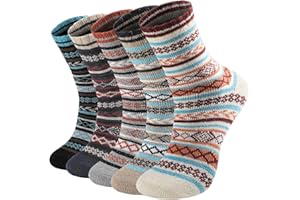 Nimalpal 5 Pairs Wool Socks for Women - Crew Socks for Women Wool Socks Boot Socks for Women Super Soft Hiking Socks Women, Thick Knit Cabin Cozy Socks Warm Long Socks for Women