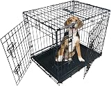 Ellie-Bo Black Standard Large 36-Inch Folding 2-Door Dog Crate with Tray
