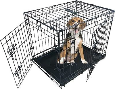 Ellie-Bo Black Standard Large 36-Inch Folding 2-Door Dog Crate with Tray