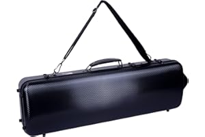 Crossrock Strong and Lightweight Carbon Composite Exterior with Music Sheet Pocket and Backpack in Black Oblong 4/4 Violin Case (CRF4000OVBK)