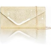 Larcenciel Clutch Purses for Women, Shiny Sequin Envelope Clutch Evening Bag with Chain, Fashion Sparkly Party Prom Purse