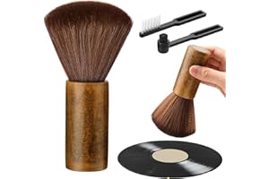 Ziliny 3 Pcs Vinyl Record Cleaning Brush Wooden Anti Static Dust Record Vinyl Cleaner Kit Player Accessories Gift for Christmas Music Lovers(Dark Brown)