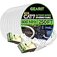 GEARit Cat7 Outdoor Ethernet Cable (250ft) SFTP Shielded Foil Twisted Pair, Pure Copper, LLDPE, Waterproof, Direct Burial, In-Ground, UV Resistant, POE, Network, LAN, Internet, Cat 7-250 Feet