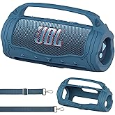 JCHPINE Silicone Cover Case for JBL Flip 7 Portable Speaker, Accessories for JBL Flip 7 Protective Case with Silicone Handle (Blue)
