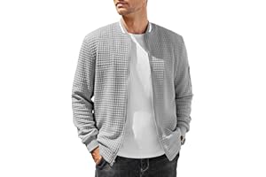 COOFANDY Men's Bomber Jacket Lightweight Casual Jacket Fashion Varsity Coat Waffle Zip Up Jacket