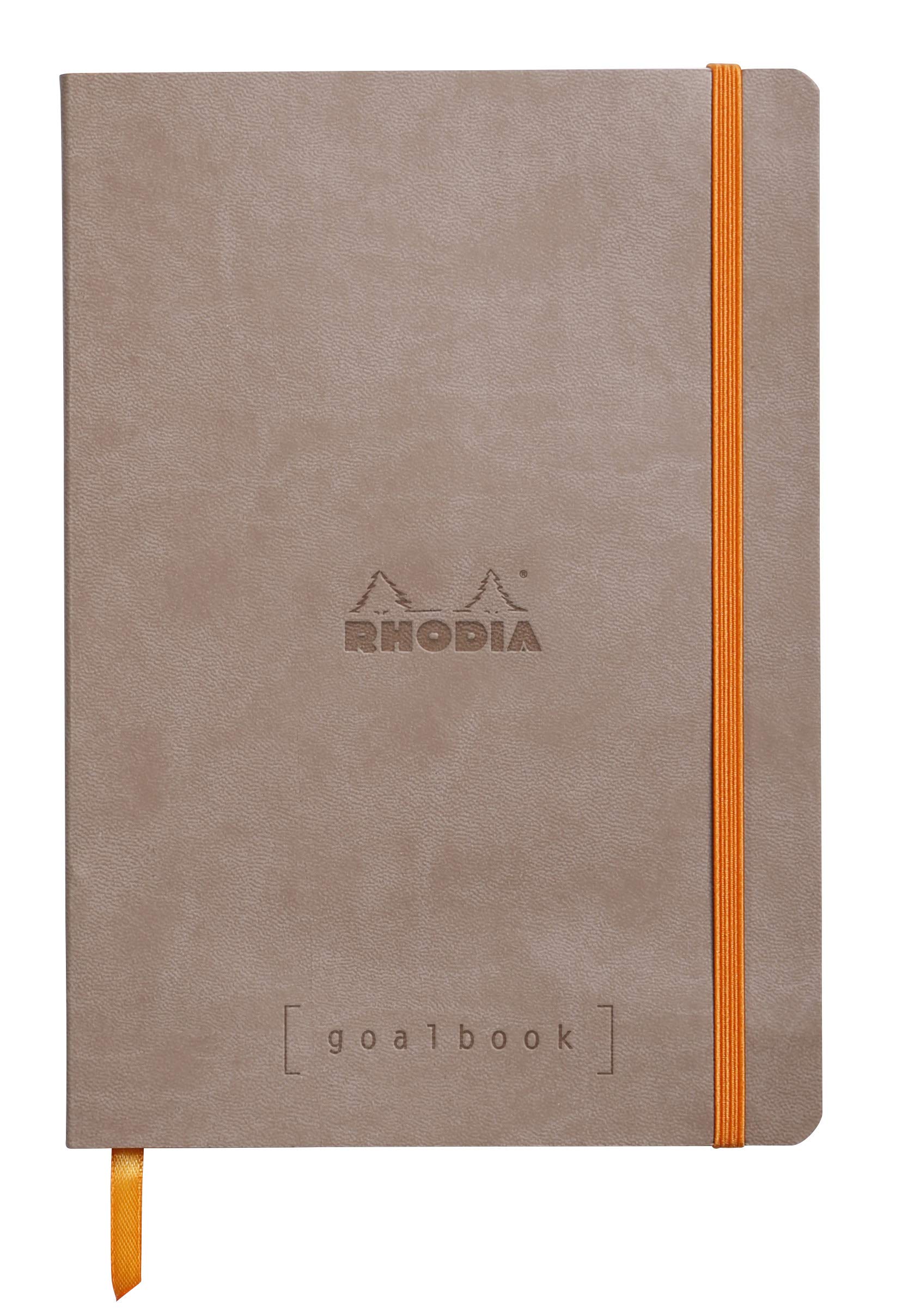 RHODIA 117744C - Notebook Bullet Journal Goalbook Taupe - A5 14,8 x 21 cm Dotted - 240 pages - Ivory 90 g/m² paper - 2 Ribbons, Elastic closure - Leatherette