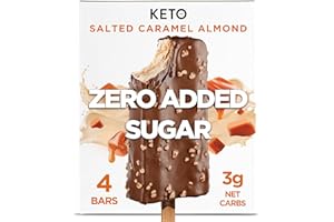 Keto Pint Zero Sugar Added Salted Caramel Almond Ice Cream Bars Keto Friendly, 3g Net Carbs 2.75 fl. oz., 4 count (Frozen)