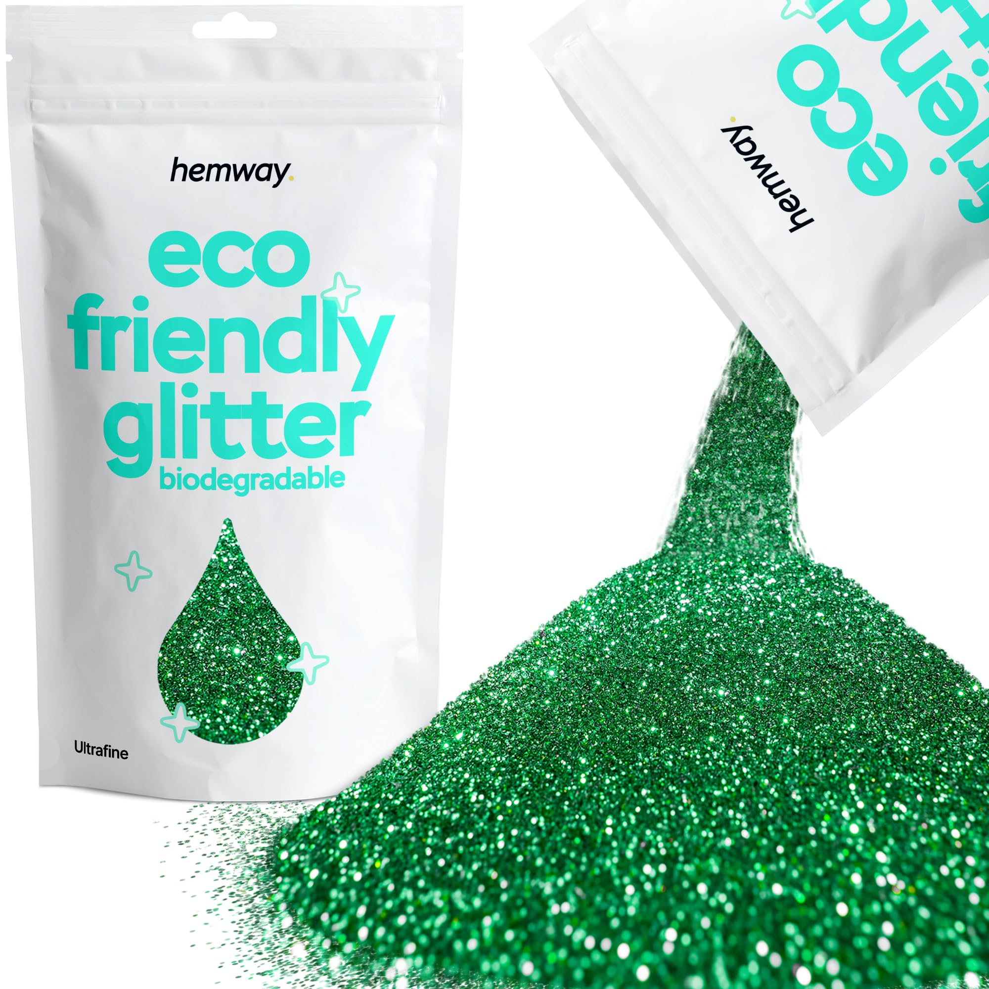 Eco Friendly Biodegradable Glitter | Emerald Green - Ultrafine 100g, Plant Based, Biodegradable Glitter for Craft, Face, Hair, Nail, Body and Festival - Hemway
