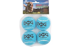 INSUM Squeaky Dog Balls - Squeaky Tennis Balls for Dogs, Blue | Medium - 2.5'', 4Pack