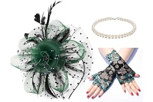 Cizoe Women's Fascinators Hat Kentucky Derby Hats Wedding Cocktail Tea Party Headwear and Gloves