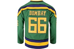 BOROLIN Mens Mighty Ducks Jersey #96 Conway #99 Banks #66 Bombay #44 Reed #33 Goldberg Ice Hockey Jersey Green/White