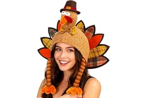 BleSky Thanksgiving Turkey Knitted Hats Adult Turkey Cap for Women Men Thanksgiving Night Event Dress-up Cosplay Costume Accessories
