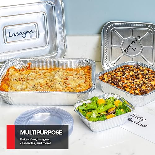 Disposable Foil Pans with Lids (Set of 40) Heavy Duty Aluminum Pans with  Lids (20) 9x13, (10) 8x8, (10) 1-Lb B