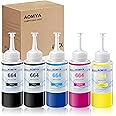 Aomya 664 Ink Refill Bottles T664 Ink Replacement for ET-2650 ET-2500 ET-2550 ET-2600 ET-16500 ET-4500 ET-4550 L100 L110 L120 L200 L210 L300 L350 L355 L550 L555 Printers（5 Packs）