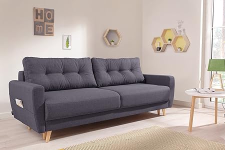 Bobochic Oslo 3 Seater Sofa 215 X 90 X 90 Cm Dark Grey