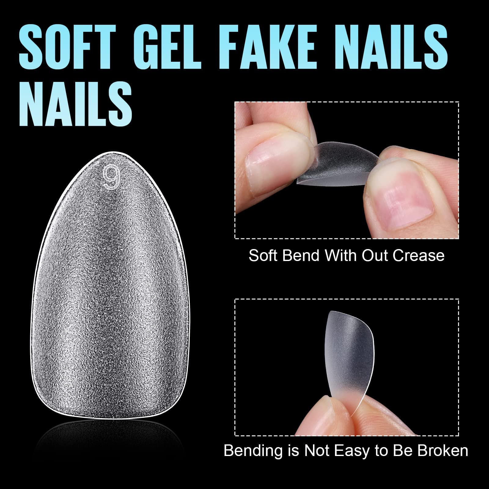 TOMICCA Short Almond Nail Tips - 450Pcs Acrylic Nail Tips Kit, 15 Sizes Pre Buffed Almond False Tips, Full Cover Double-sided Matte Nails for Nail Art Extension Press on Nails - Image 4