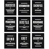 9Pcs Motivational Wall Art Inspirational Quote Canvas Painting Success Entrepreneur Phrases Wall Decor Positive Affirmation Poster Prints for Bedroom Living Room Office Workplace Pictures Unframed
