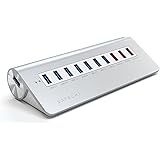 Satechi 10 Port USB 3.0 Premium Aluminum Hub with 7 Data Ports and 3 Charging Ports (White Trim)