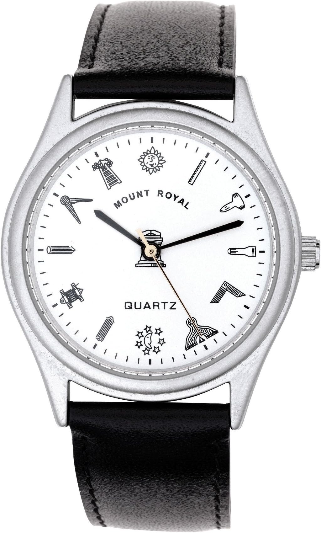 THE MASONIC COLLECTIONMen's G406 Silver Plated & White Wrist Watch - Masonic Symbols - A Useful Gift Accessory for Freemason Men