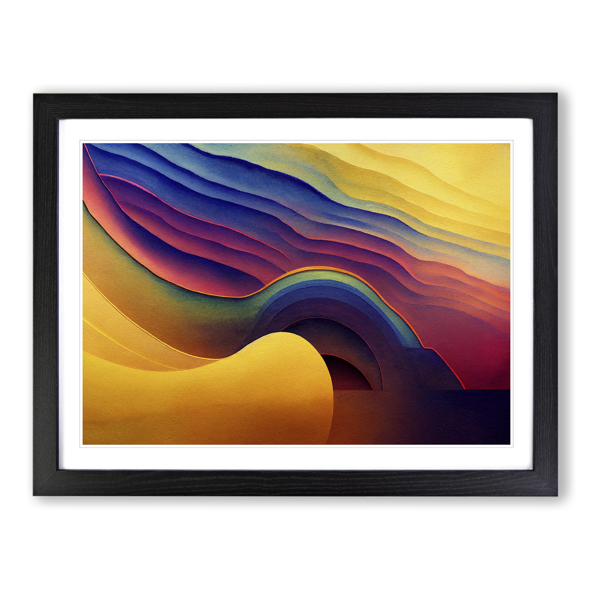 Modern Audio Soundwave Art Vol.1 Abstract Framed Print | A4 Black Framed Wall Art | Ready to Hang | Abstract Fantasy Picture | Living Room Bedroom Lounge Office