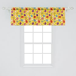 Ambesonne Easter Window Valance, Funky Colorful