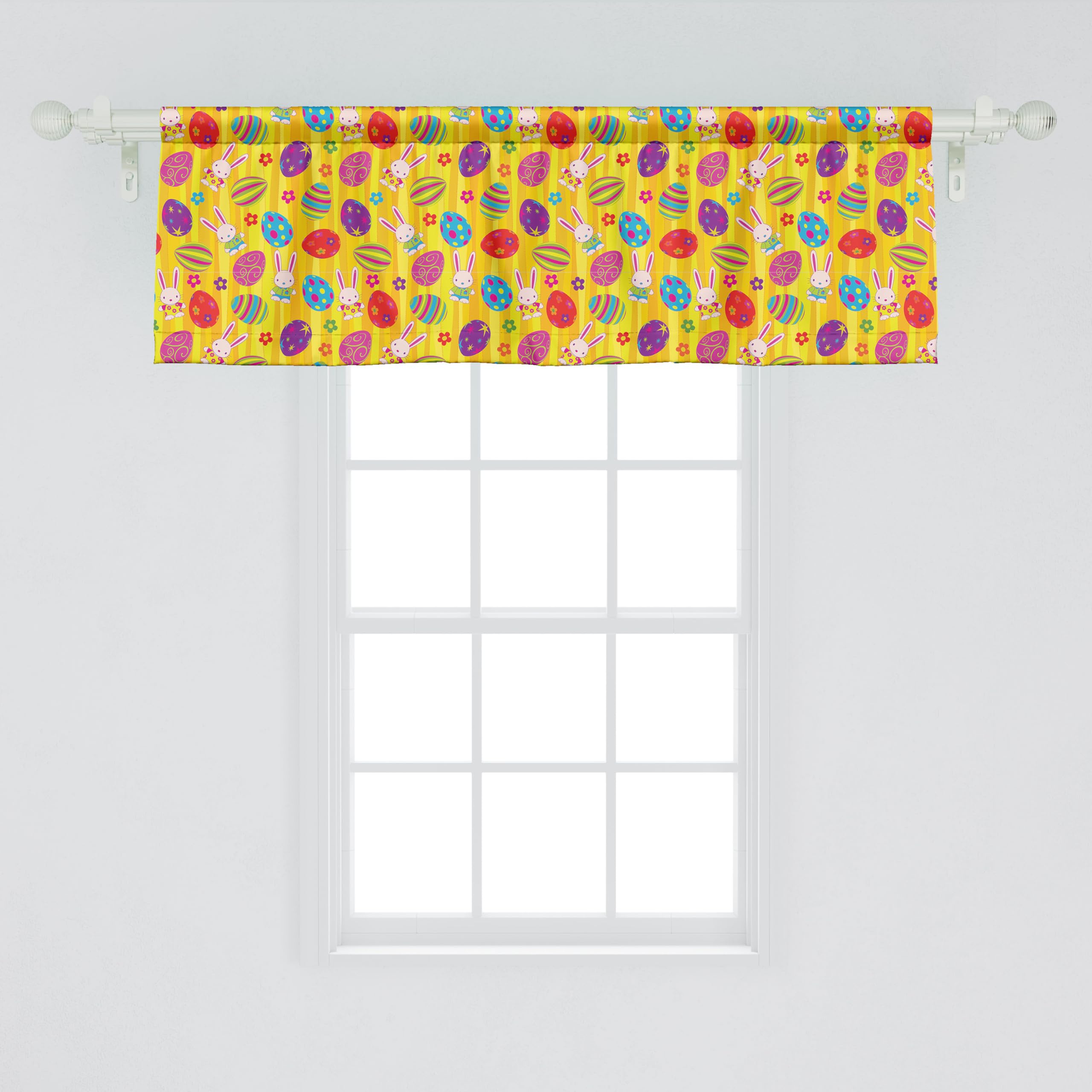 Ambesonne Easter Window Valance, Funky Colorful
