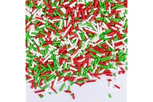 Twisweet Christmas Sprinkles, Edible Red Green White Sprinkles for Cake Decorating, Christmas Jimmies Sugar Sprinkle, Confetti Baking Candy Mix, Cake Topper Ice Cream Cupcake Cookie Toppings Dessert Decorations, Xmas Party Supplies (100g/3.53oz)
