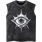 BEAUDRM Men's Eye Graphic Tank Top Vintage Crew Neck Summer Casual Sleeveless Tops Streetwear