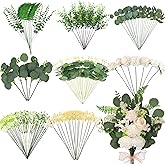 120PCS 15 Kinds Artificial Eucalyptus Stems Mixed Faux Eucalyptus Stems Leaves and Flowers Bulk Silver Dollar Eucalyptus Stems for Floral Arrangements Wedding Home Vase Bouquet Greenery Decoration