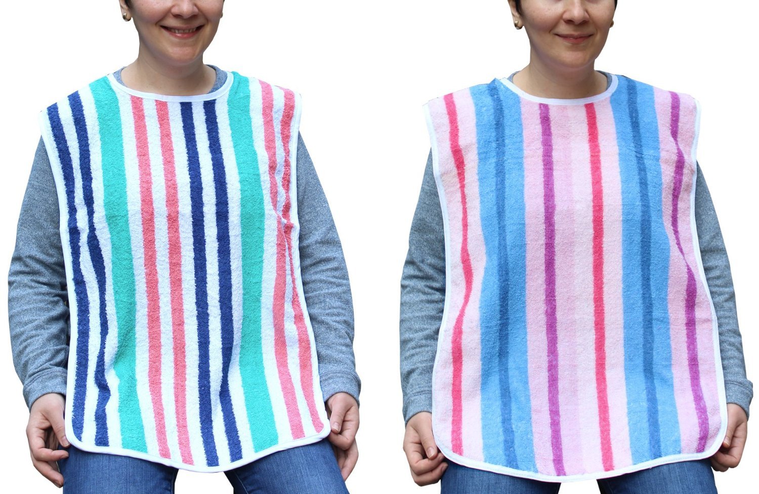 Adult Bib with Velcro Closure Long Length 2 Pack