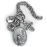 Pocket Full of Prayers St. Camillus de Lellis Necklace, Keychain or Clip, Crystal Pendant and Initial Charm