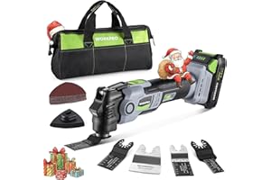 WORKPRO 20V Oscillating Tool Kit, Cordless and Brushless 19,000 RPM Orbiting Multi Tool with 6 Variable Speeds, 3.6°Oscillation Angle, 21pcs Saw Accessories, 1 Rechargeable Battery and Carrying Bag
